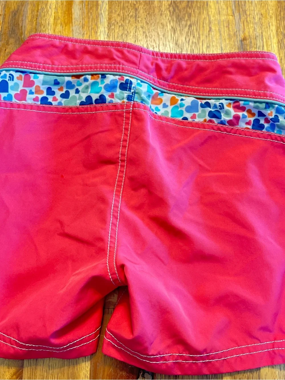 The North Face Kids Pink Swim Shorts with Heart-Print Liner